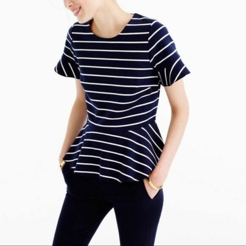 Jcrew navy peplum top
